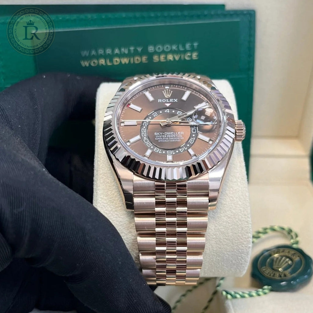 Rolex Sky-Dweller Rose Gold Jubilee Bracelet, Cadran Marron