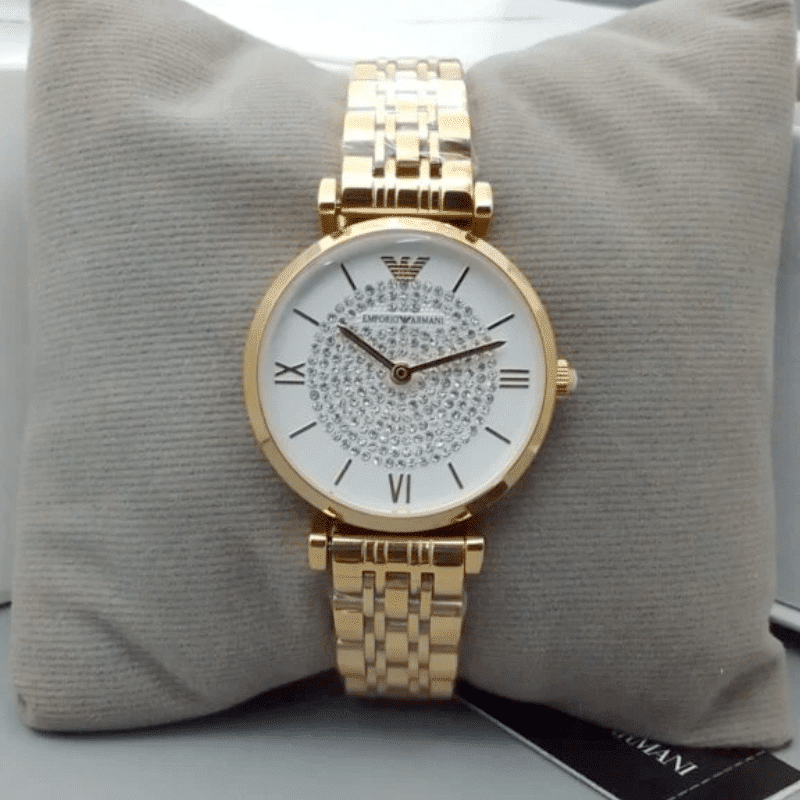 Emporio Armani – Montre Femme Dorée avec Cadran Pavé