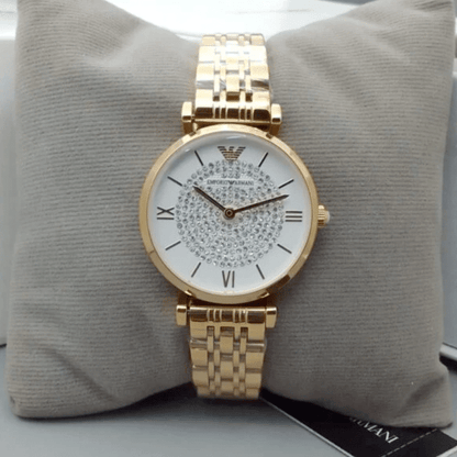 Emporio Armani – Montre Femme Dorée avec Cadran Pavé