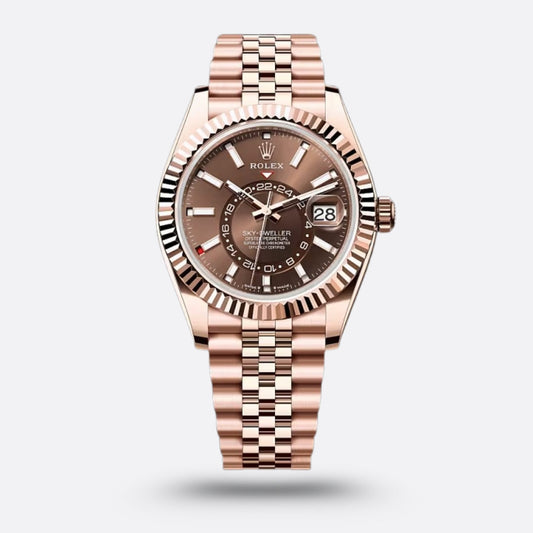 Rolex Sky-Dweller Rose Gold Jubilee Bracelet, Cadran Marron