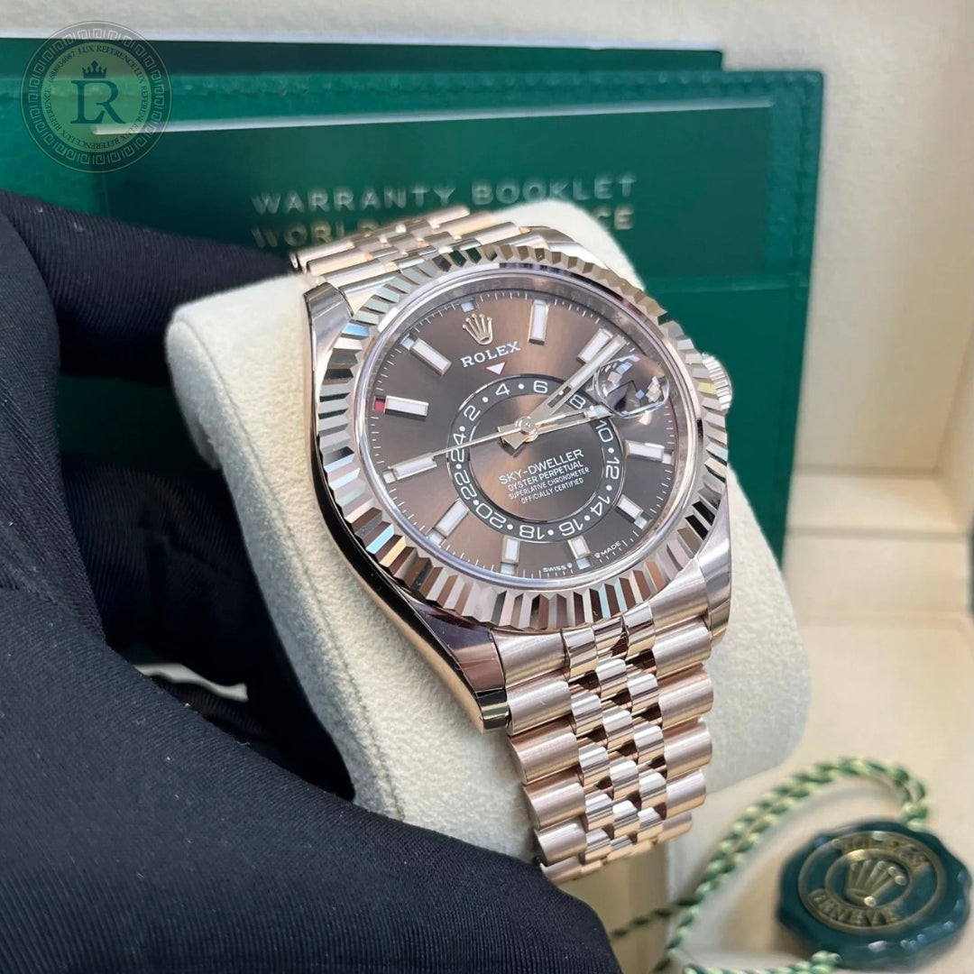 Rolex Sky-Dweller Rose Gold Jubilee Bracelet, Cadran Marron