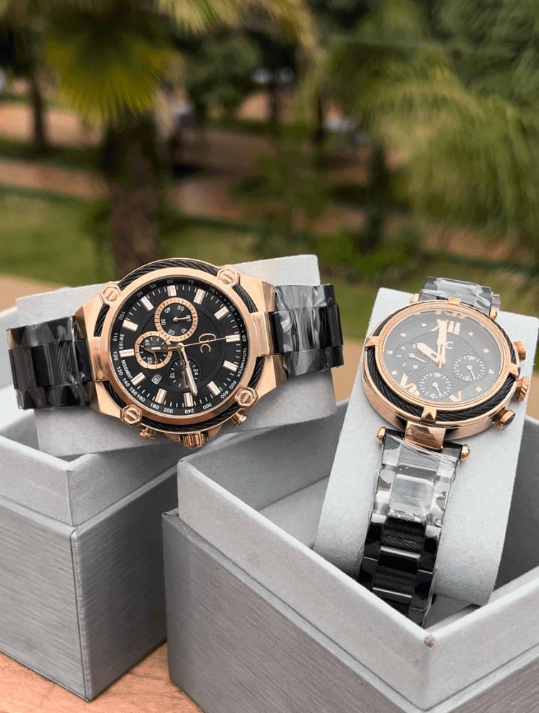 Pack 2 montres Gc Guess Collection noire 44mm et 35 mm
