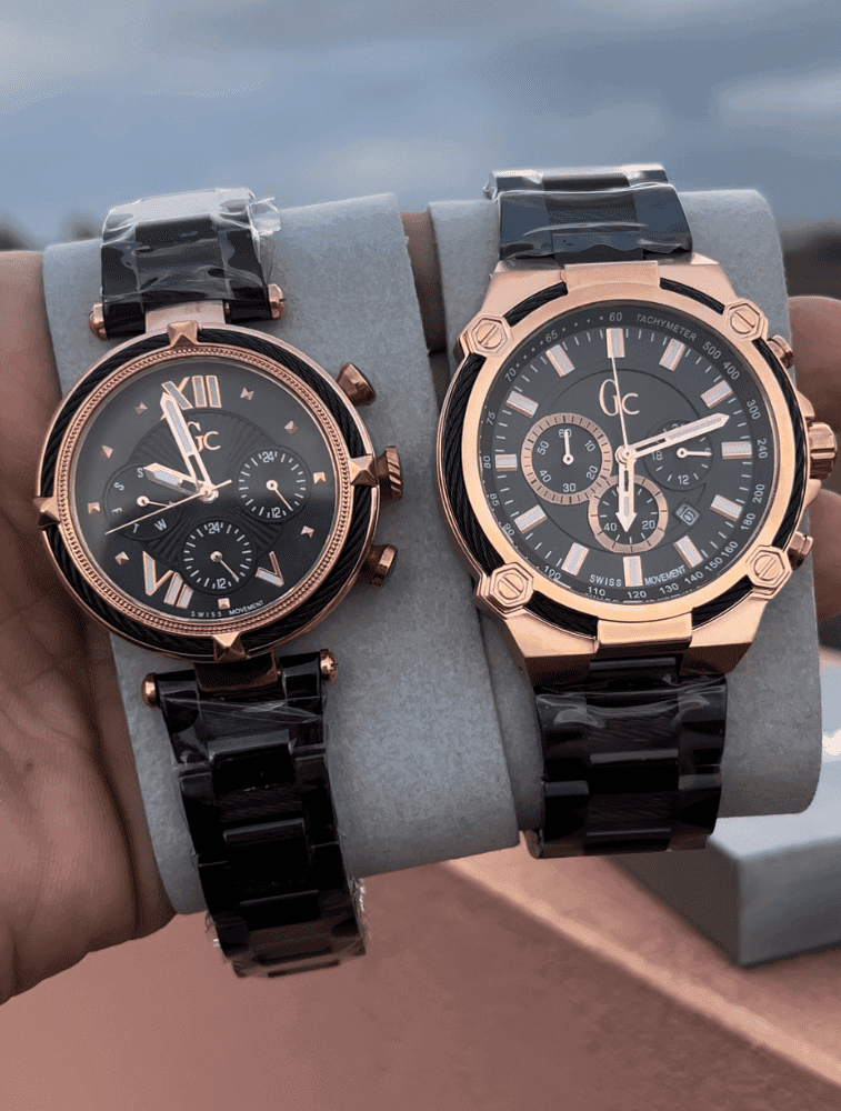 Pack 2 montres Gc Guess Collection noire 44mm et 35 mm