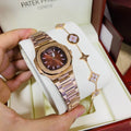 Montre Patek Philippe Rose Gold Fond Marron Pour Femme
