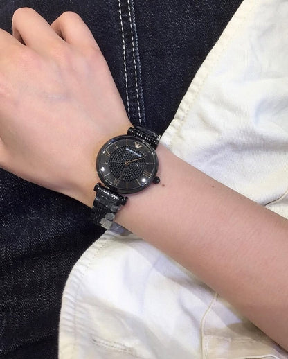 Pack Duo Montres Emporio Armani Acier Noir – Coffret Cadeau Saint Valentin Couple Maroc (AR11242 &amp; AR11245)