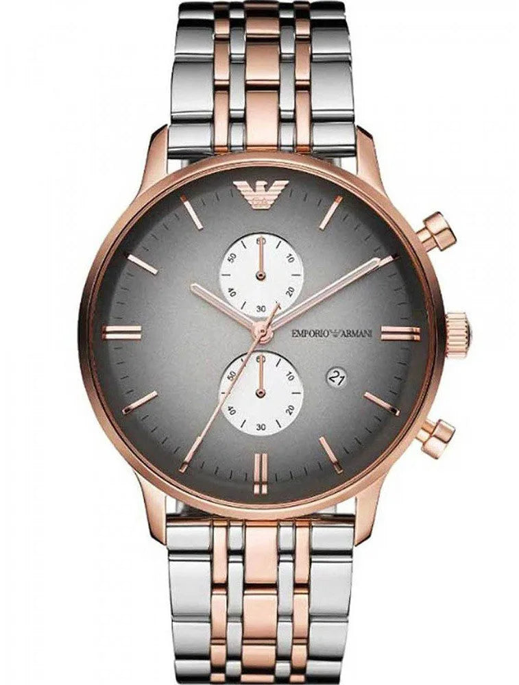 Coffret Montre Couple Emporio Armani AR1721 (Homme) &amp; AR1725 (Femme) Bicolore Or Rose