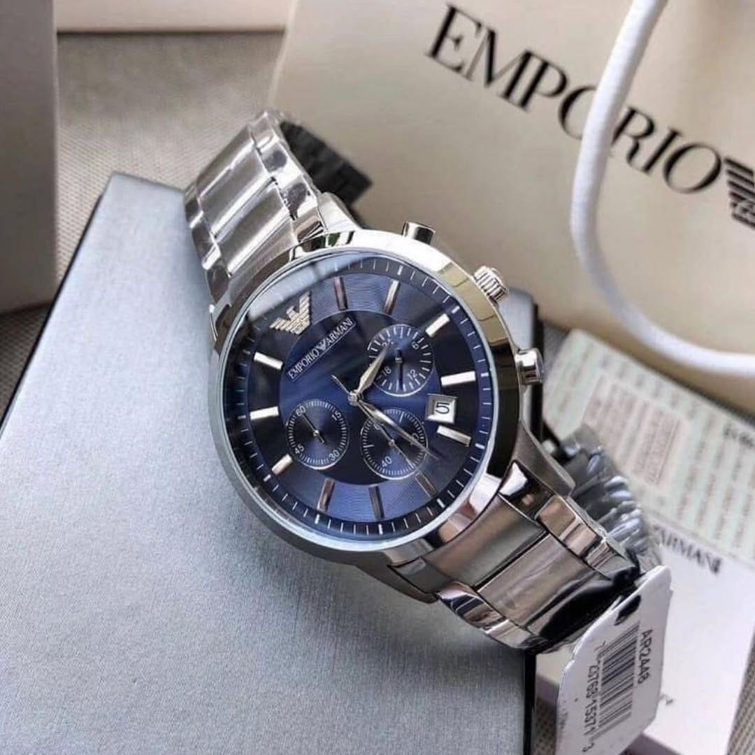 Coffret Saint Valentin Emporio Armani : Duo Montres Couple AR2448 et AR11092 «&nbsp;Midnight Blue&nbsp;»