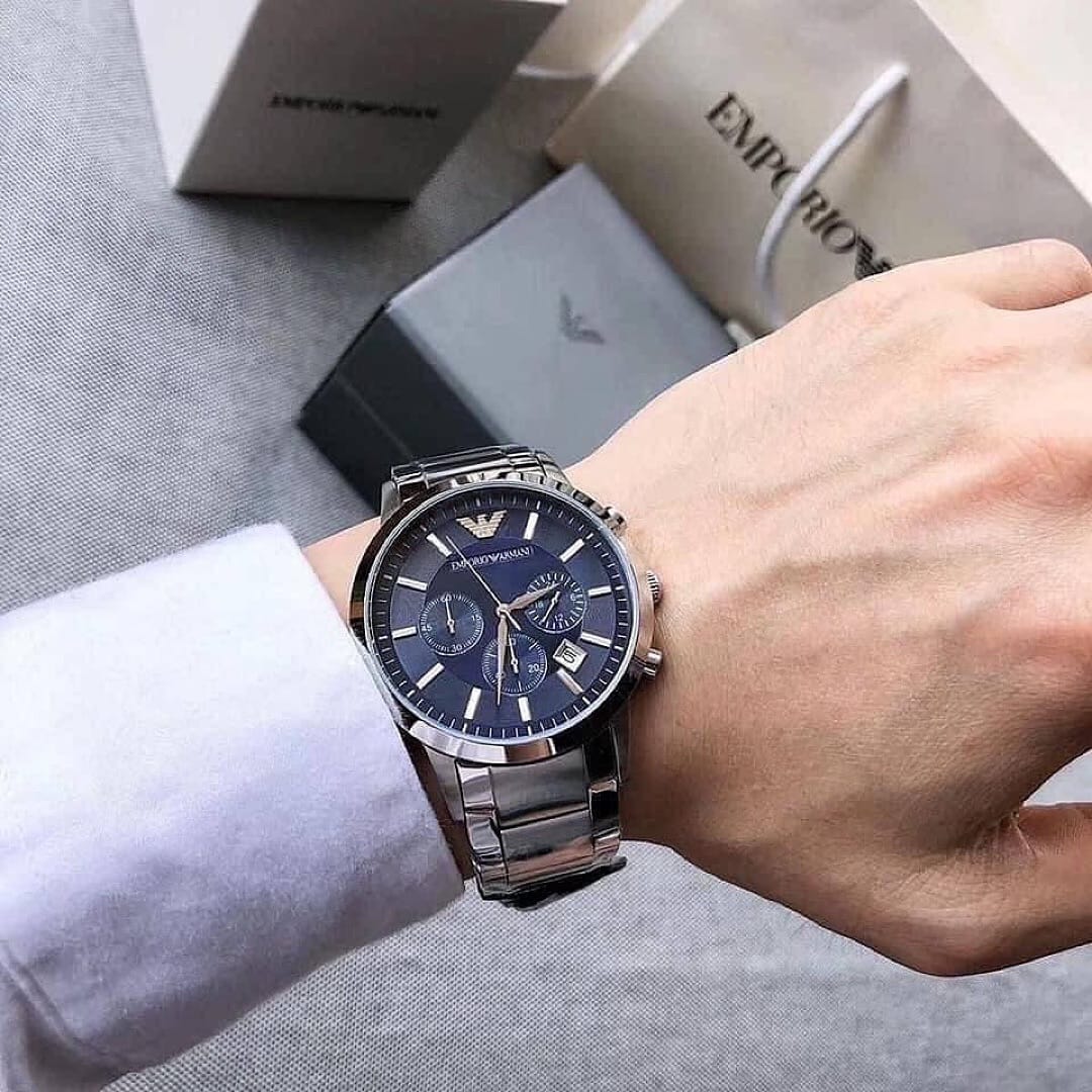 Coffret Saint Valentin Emporio Armani : Duo Montres Couple AR2448 et AR11092 «&nbsp;Midnight Blue&nbsp;»