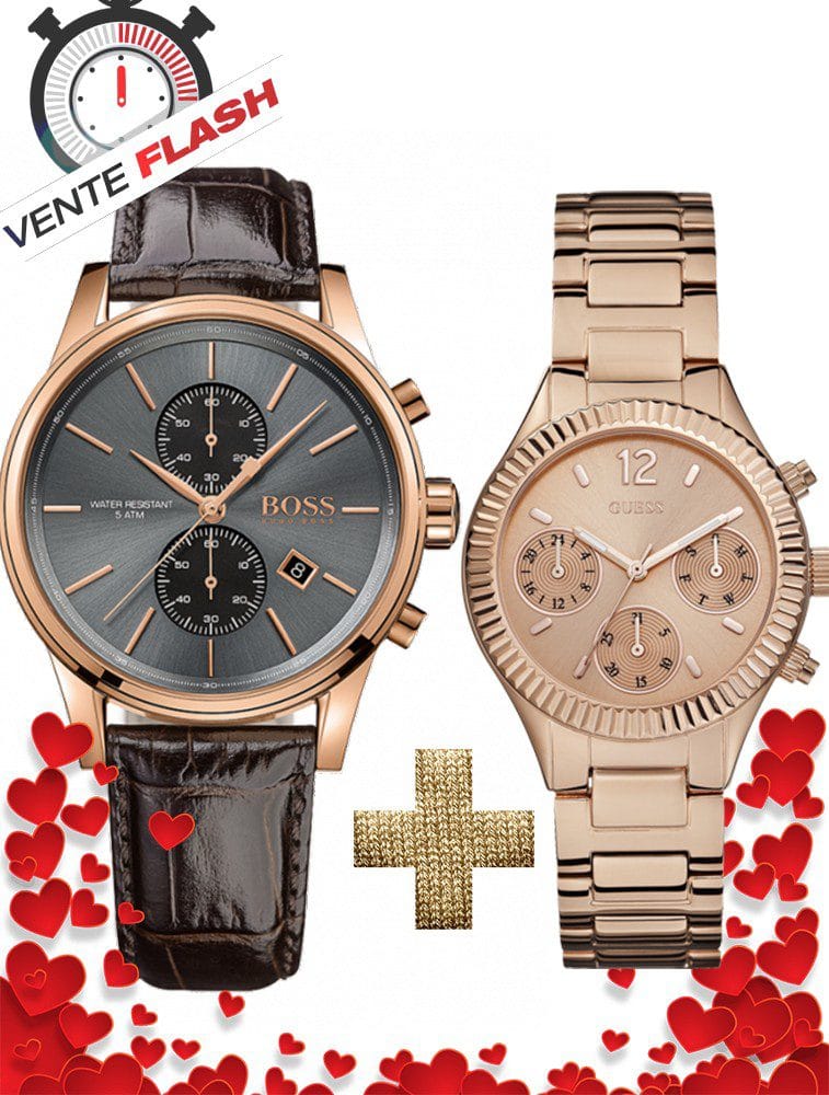 Pack Couple MONTRE Hugo Boss Homme + GUESS Femme