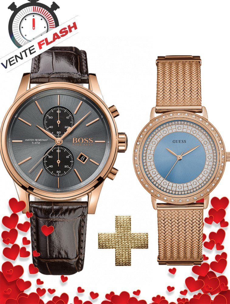 Pack Couple MONTRE Hugo Boss Homme + GUESS Femme