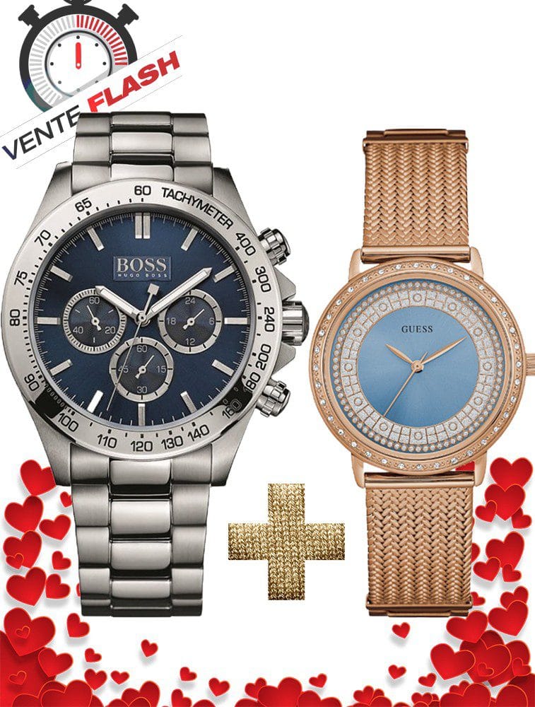Pack Montre Homme Hugo Boss + Montre Femme GUESS