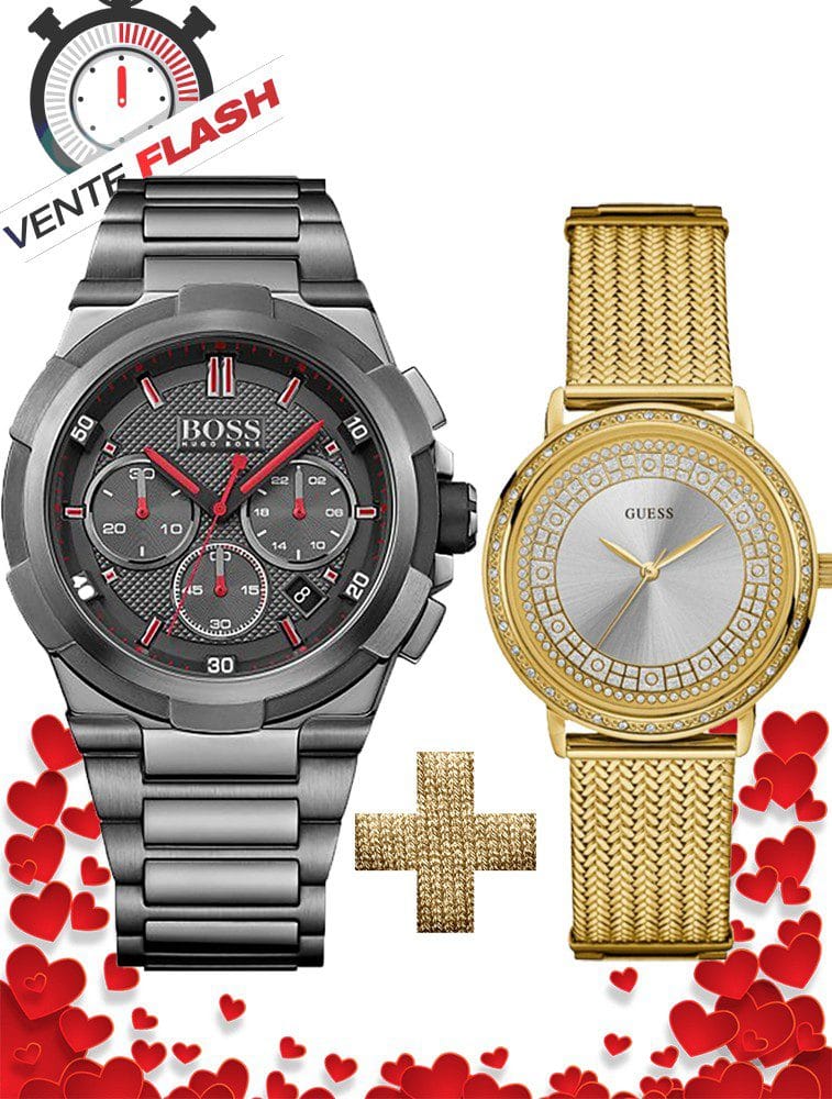 Pack Montre Homme Hugo Boss + Montre Femme GUESS